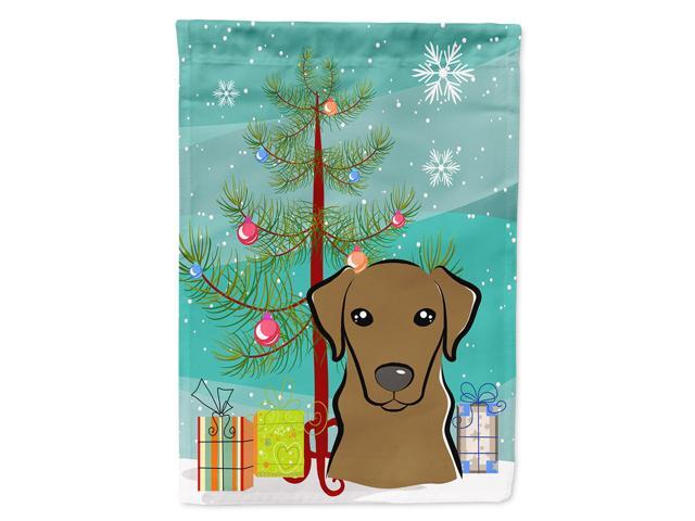 Caroline's Treasures BB1606CHF Christmas Tree and Chocolate Labrador Canvas House Flag Large Multicolor