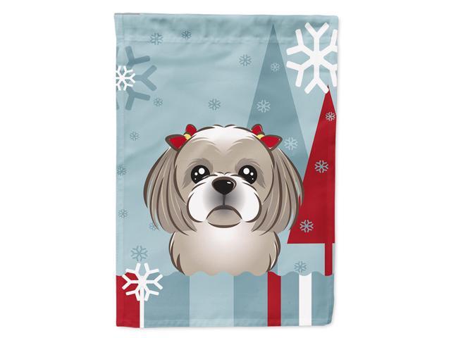 Caroline's Treasures BB1746CHF Winter Holiday Gray Silver Shih Tzu Canvas House Size Flag Multicolor Large