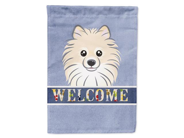 Caroline's Treasures BB1393CHF Pomeranian Welcome Flag Canvas Large Multicolor