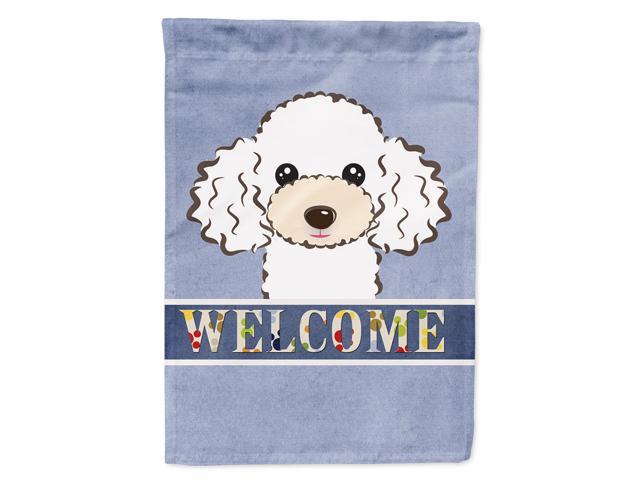 Caroline's Treasures BB1443CHF White Poodle Welcome Flag Canvas Large Multicolor