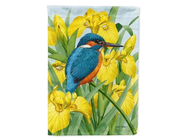Caroline's Treasures ASA2009CHF Kingfisher in Yellow Irises Canvas House Size Flag Multicolor Large
