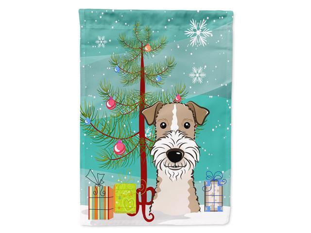 Caroline's Treasures BB1619CHF Christmas Tree and Wire Haired Fox Terrier Canvas House Flag Large Multicolor