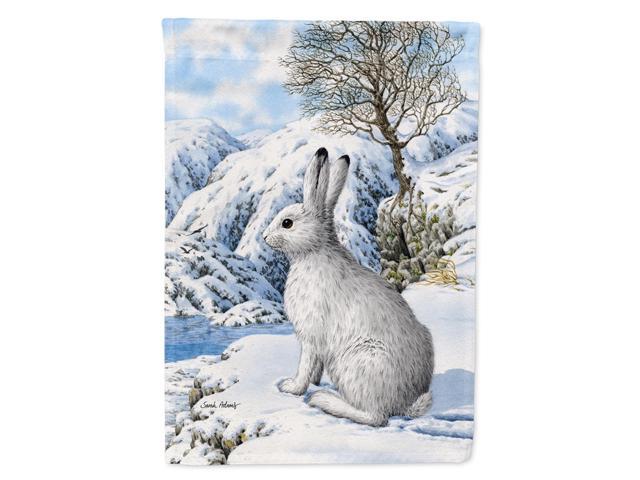 Caroline's Treasures ASA2037CHF Mountain Hare White Rabbit Canvas House Size Flag Multicolor Large