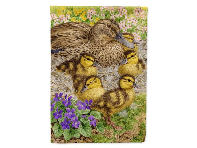 Caroline's Treasures ASA2084CHF Female Mallard Duck and Ducklings Canvas House Size Flag Multicolor Large