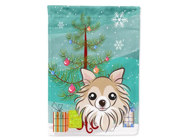 Caroline's Treasures BB1623CHF Christmas Tree and Chihuahua Canvas House Flag Large Multicolor