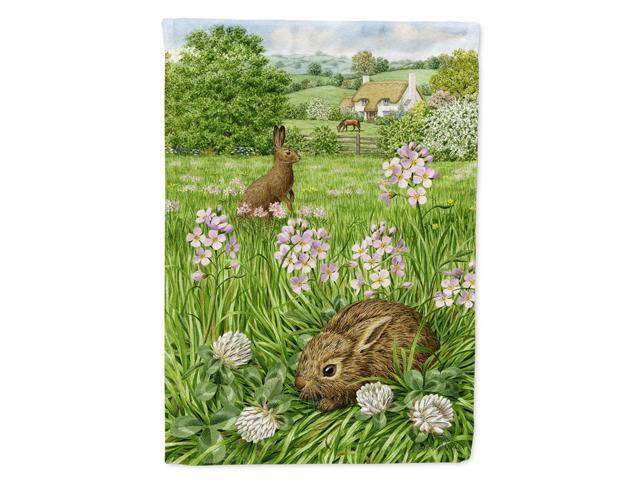 Caroline's Treasures ASA2026CHF Leveret and Momma Rabbit Canvas House Size Flag Multicolor Large