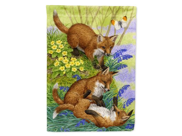 Caroline's Treasures ASA2131CHF Fox Cubs Canvas House Size Flag Multicolor Large