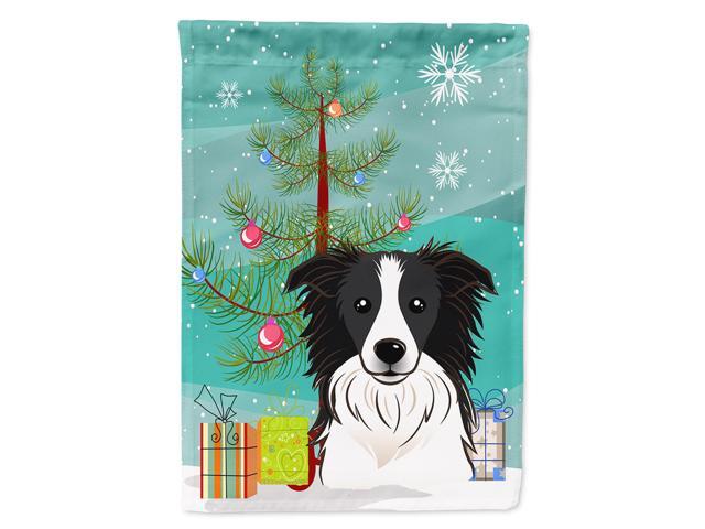 Caroline's Treasures BB1613CHF Christmas Tree and Border Collie Canvas House Flag Large Multicolor