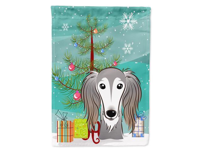 Caroline's Treasures BB1601CHF Christmas Tree and Saluki Canvas House Flag Large Multicolor