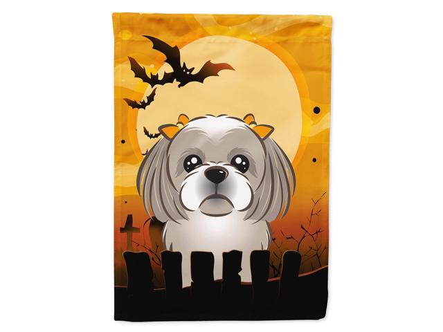 Caroline's Treasures BB1808CHF Halloween Gray Silver Shih Tzu Canvas House Size Flag Multicolor Large