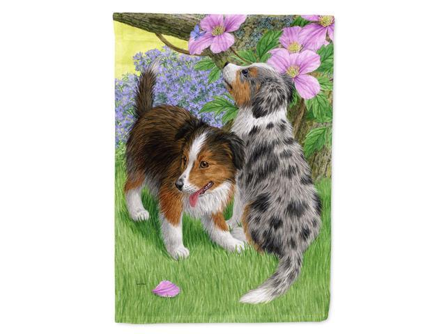 Caroline's Treasures ASA2166CHF Sheltie Puppies Canvas House Size Flag Multicolor Large