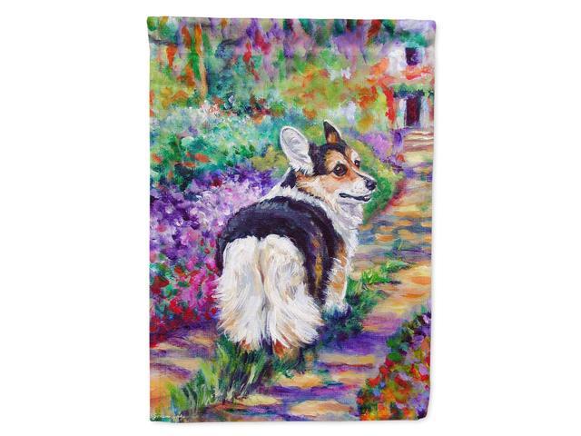 Caroline's Treasures 7297CHF Corgi Garden Path Flag Canvas Large Multicolor