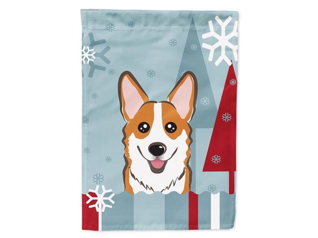 Caroline's Treasures BB1750CHF Winter Holiday Red Corgi Canvas House Size Flag Multicolor Large