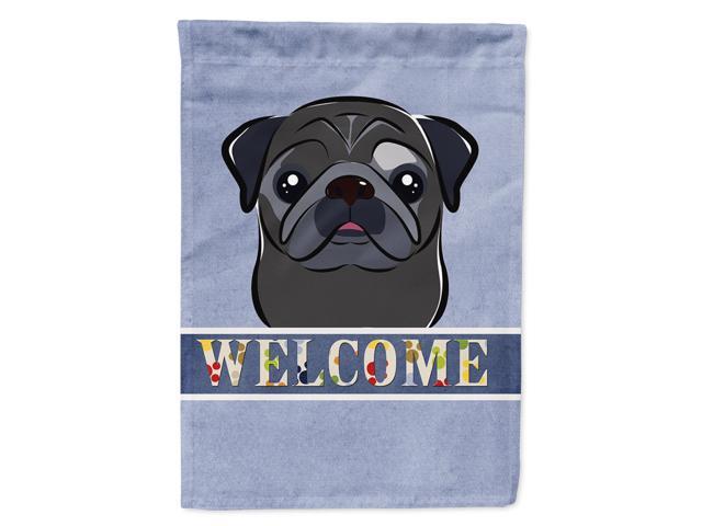 Caroline's Treasures BB1449CHF Black Pug Welcome Flag Canvas Large Multicolor