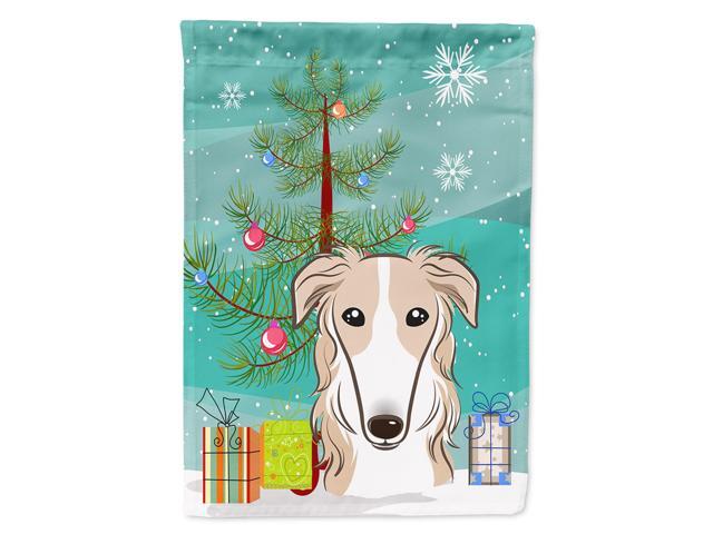 Caroline's Treasures BB1600CHF Christmas Tree and Borzoi Canvas House Flag Large Multicolor
