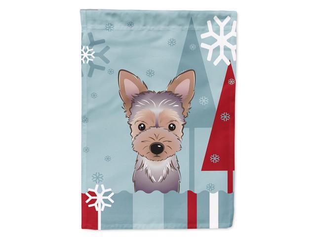 Caroline's Treasures BB1728CHF Winter Holiday Yorkie Puppy Canvas House Size Flag Multicolor Large