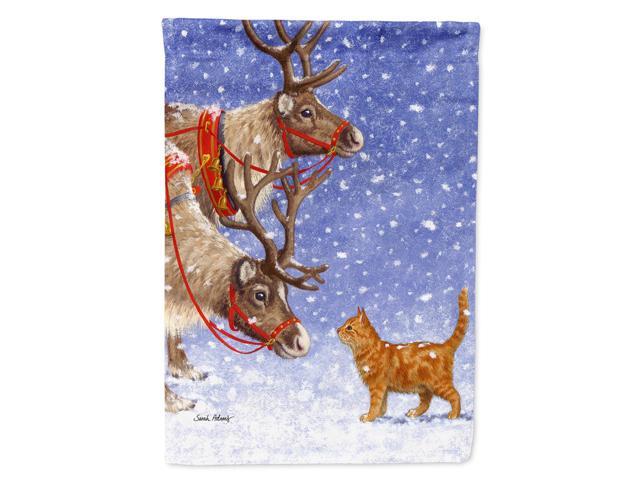 Caroline's Treasures ASA2015CHF Reindeers & Cat Canvas House Size Flag Multicolor Large