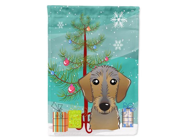 Caroline's Treasures BB1605CHF Christmas Tree and Wirehaired Dachshund Canvas House Flag Large Multicolor