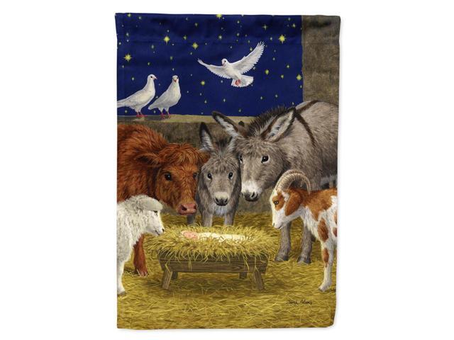 Caroline's Treasures ASA2143CHF Nativity Scene with Just Animals Canvas House Size Flag Multicolor Large