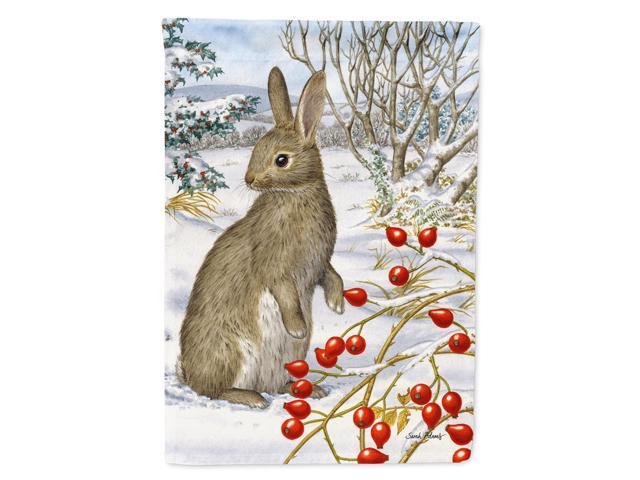 Caroline's Treasures ASA2035CHF Rabbit with Berries Canvas House Size Flag Multicolor Large