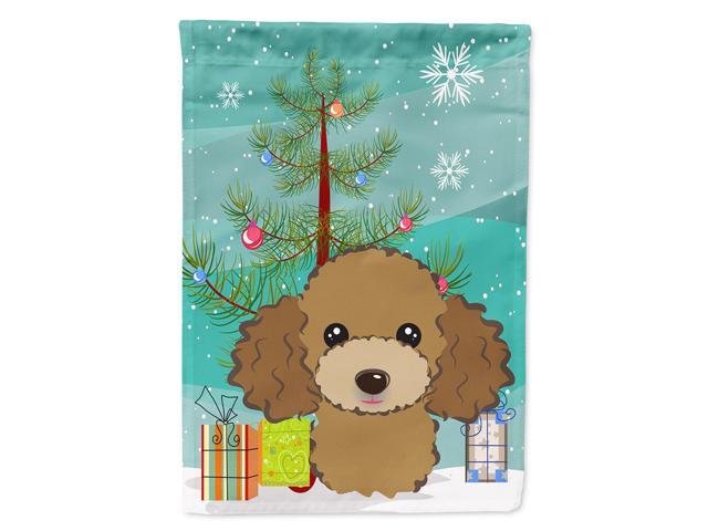 Caroline's Treasures BB1628CHF Christmas Tree and Chocolate Brown Poodle Canvas House Flag Large Multicolor
