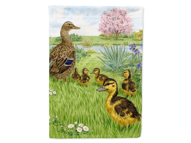 Caroline's Treasures ASA2105CHF Female Mallard Duck & Ducklings Canvas House Size Flag Multicolor Large