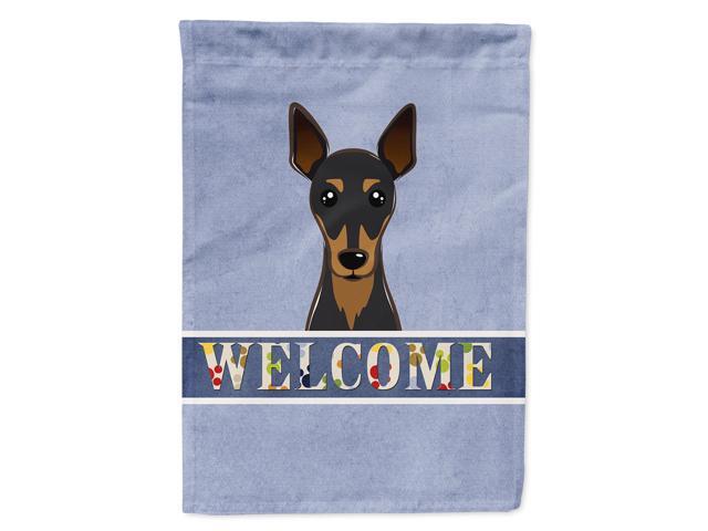 Caroline's Treasures BB1426CHF Min Pin Welcome Flag Canvas Large Multicolor