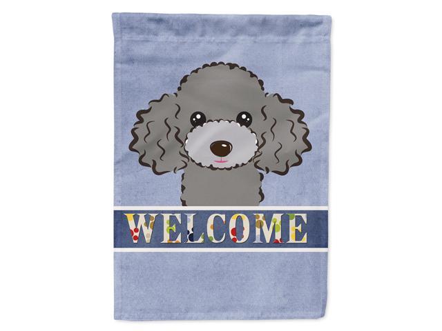 Caroline's Treasures BB1445CHF Silver Gray Poodle Welcome Flag Canvas Large Multicolor