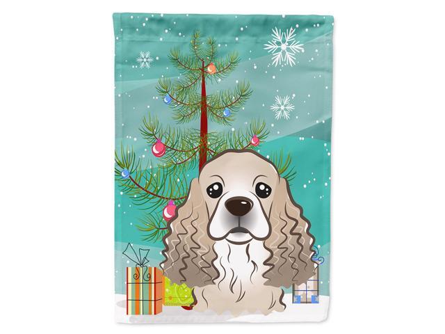 Caroline's Treasures BB1588CHF Christmas Tree and Cocker Spaniel Canvas House Flag Large Multicolor