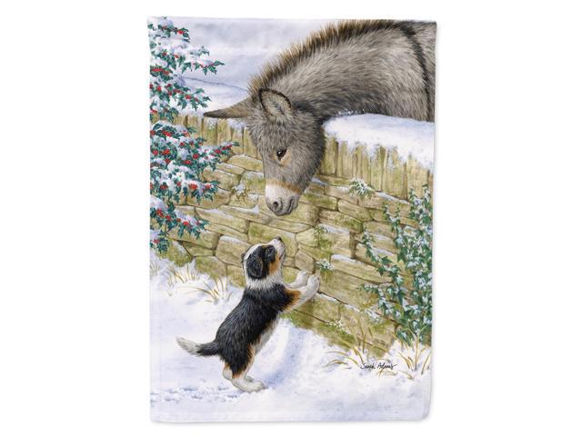 Caroline's Treasures ASA2073CHF Pup & Donkey Canvas House Size Flag Multicolor Large