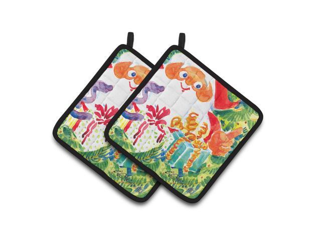 Caroline's Treasures Christmas Santa Claus You Better Watch Out Pair of Pot Holders 6121PTHD 75HX75W Multicolor