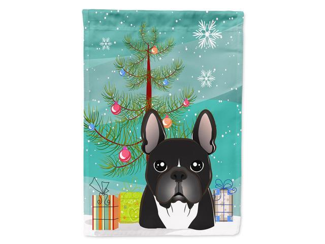 Caroline's Treasures BB1599CHF Christmas Tree and French Bulldog Canvas House Flag Large Multicolor