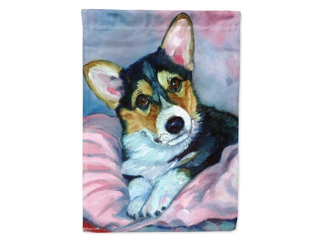 Caroline's Treasures 7301CHF Corgi Puppy with Pink Blanket Flag Canvas Large Multicolor