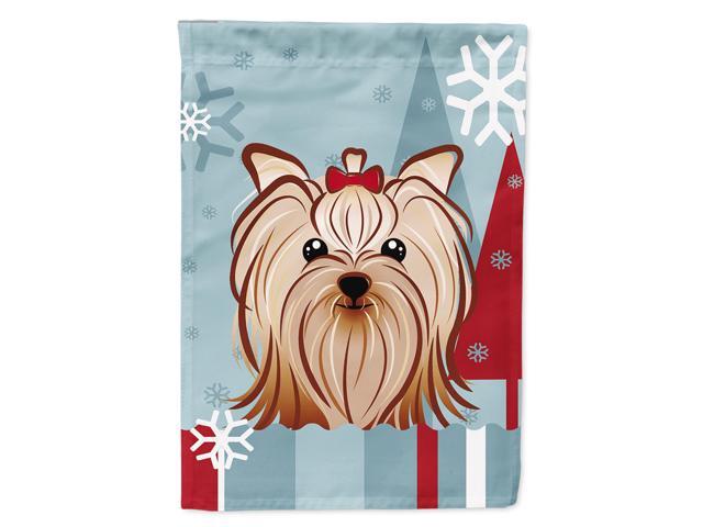 Caroline's Treasures BB1700CHF Winter Holiday Yorkie Yorkishire Terrier Canvas House Size Flag