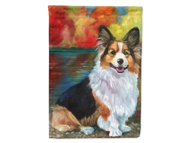 Caroline's Treasures 7294CHF Corgi by the Lake Flag Canvas Large Multicolor
