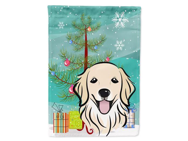 Caroline's Treasures BB1577CHF Christmas Tree and Golden Retriever Canvas House Flag Large Multicolor