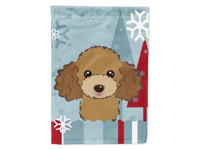 Caroline's Treasures BB1752CHF Winter Holiday Chocolate Brown Poodle Canvas House Size Flag Multicolor Large