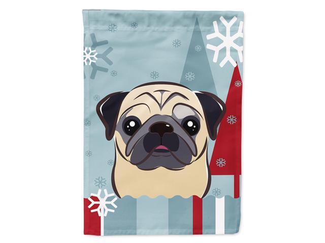 Caroline's Treasures BB1758CHF Winter Holiday Fawn Pug Canvas House Size Flag Multicolor Large