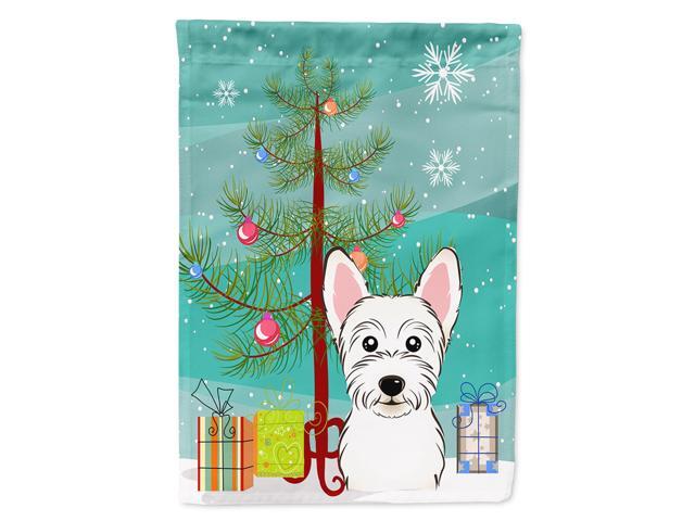 Caroline's Treasures BB1598CHF Christmas Tree and Westie Canvas House Flag Large Multicolor