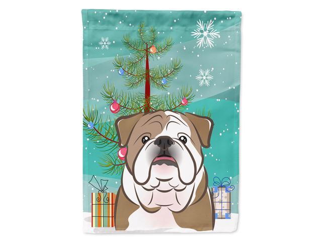 Caroline's Treasures BB1591CHF Christmas Tree and English Bulldog Canvas House Flag Large Multicolor