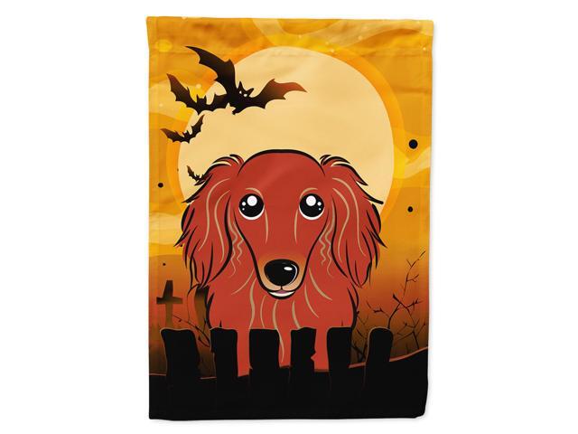 Caroline's Treasures BB1772CHF Halloween Longhair Red Dachshund Canvas House Size Flag Multicolor Large