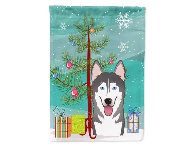 Caroline's Treasures BB1590CHF Christmas Tree and Alaskan Malamute Canvas House Flag Large Multicolor