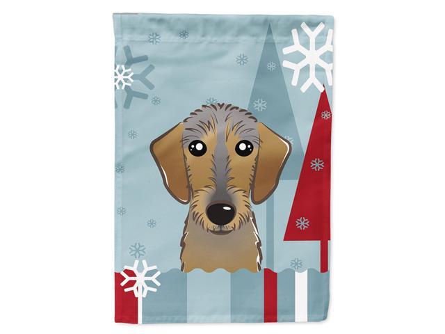 Caroline's Treasures BB1729CHF Winter Holiday Wirehaired Dachshund Canvas House Size Flag Multicolor Large