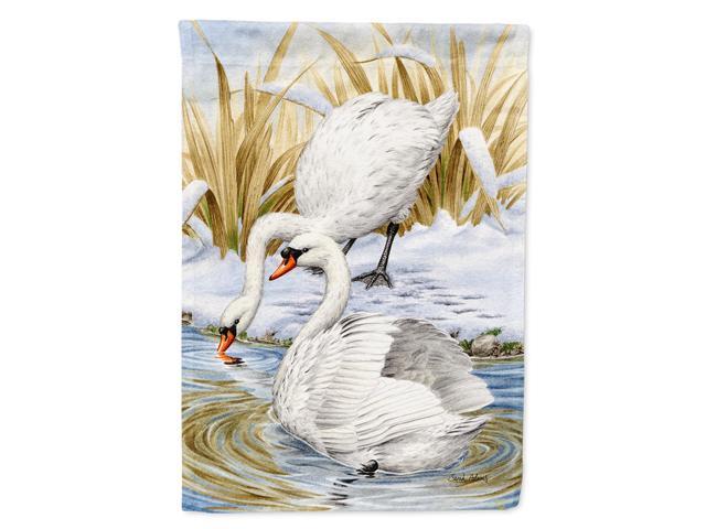 Caroline's Treasures ASA2061CHF White Swans Canvas House Size Flag Multicolor Large