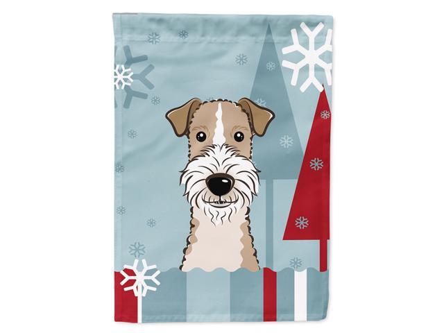Caroline's Treasures BB1743CHF Winter Holiday Wire Haired Fox Terrier Canvas House Size Flag