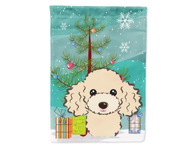 Caroline's Treasures BB1630CHF Christmas Tree and Buff Poodle Canvas House Flag Large Multicolor