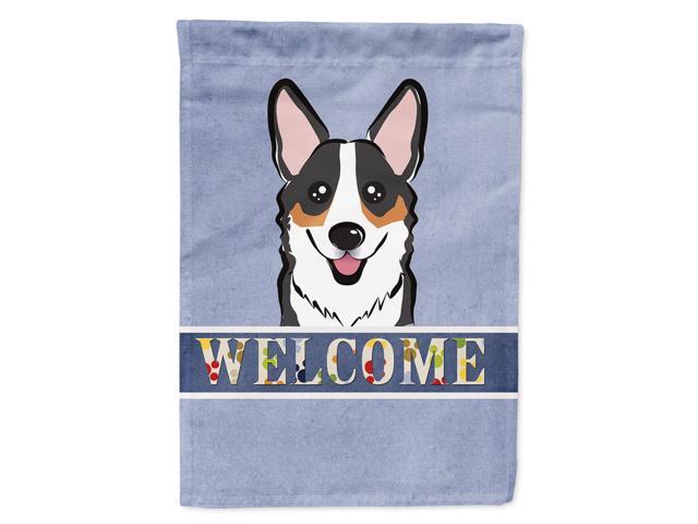 Caroline's Treasures BB1441CHF Tricolor Corgi Welcome Flag Canvas Large Multicolor