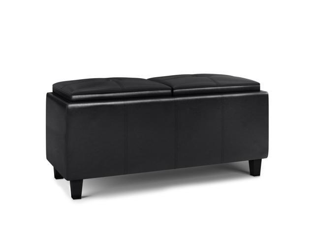 Avalon 42 in Wide Rectangle 2 Tray Storage Ottoman