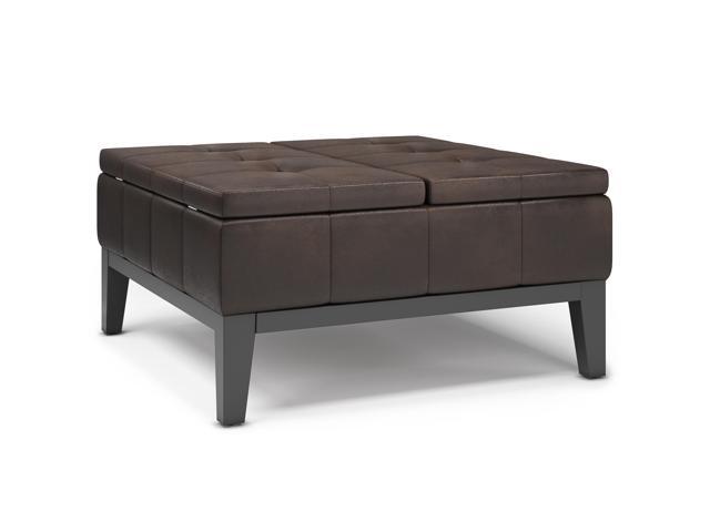 Dover 36 in Wide Square Square Coffee Table Storage Ottoman