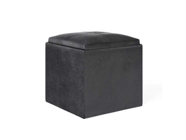 Rockwood 17 in Wide Square Cube Storage Ottoman with Tray